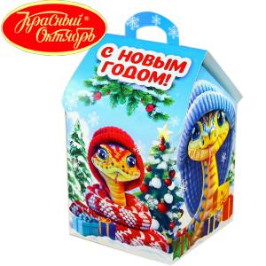 Сладкий подарок на Новый Год в картонной упаковке весом 600 грамм по цене 654 руб в Московском